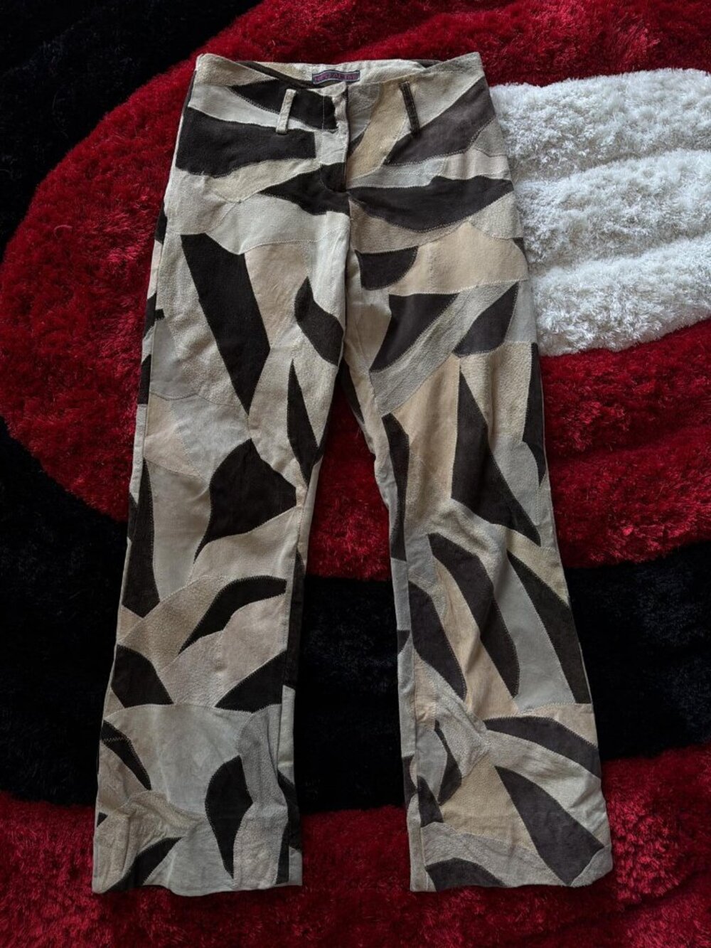 Vintage Patchwork Suede Straight Leg Pants Size 4